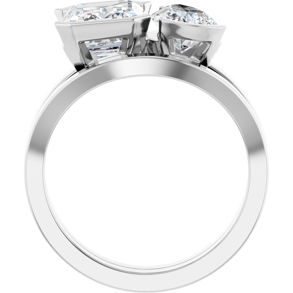 Élodie Two-Stone Engagement Ring with Pear Diamond in Platinum