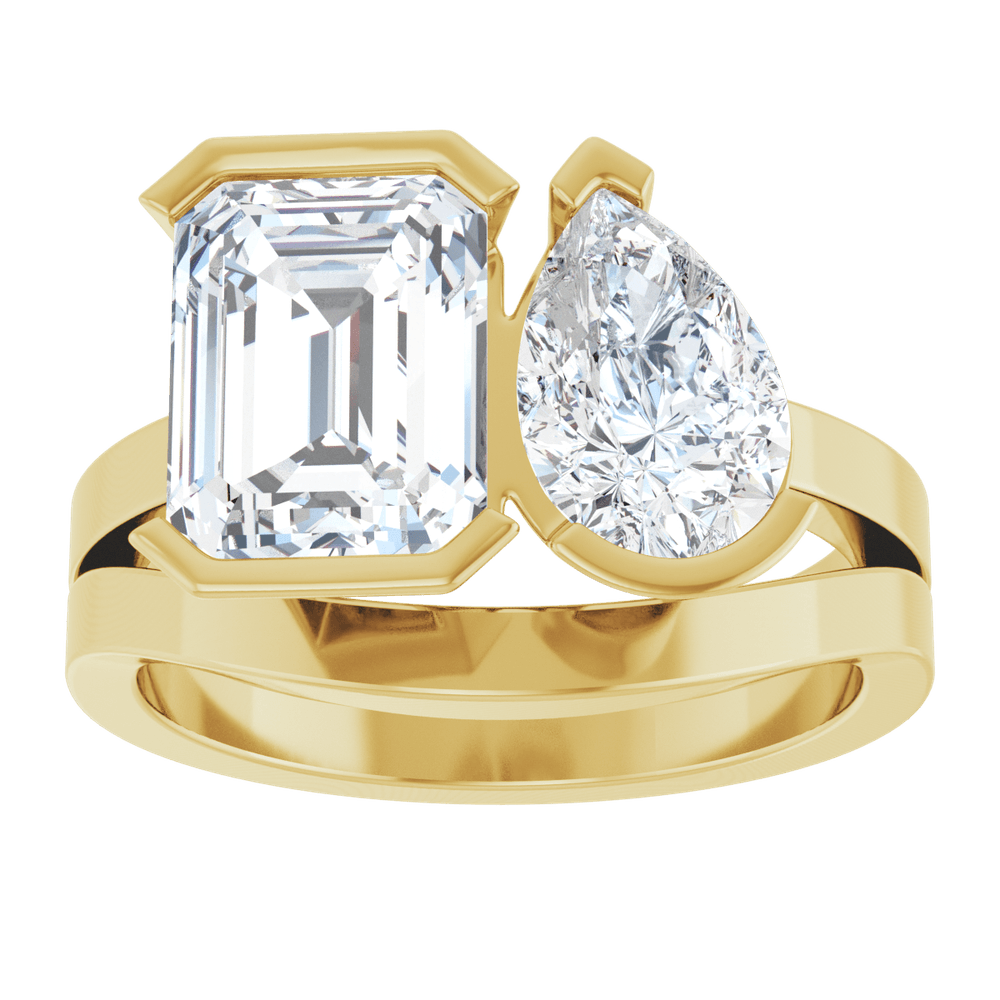 Élodie Two-Stone Engagement Ring with Pear Diamond in Platinum