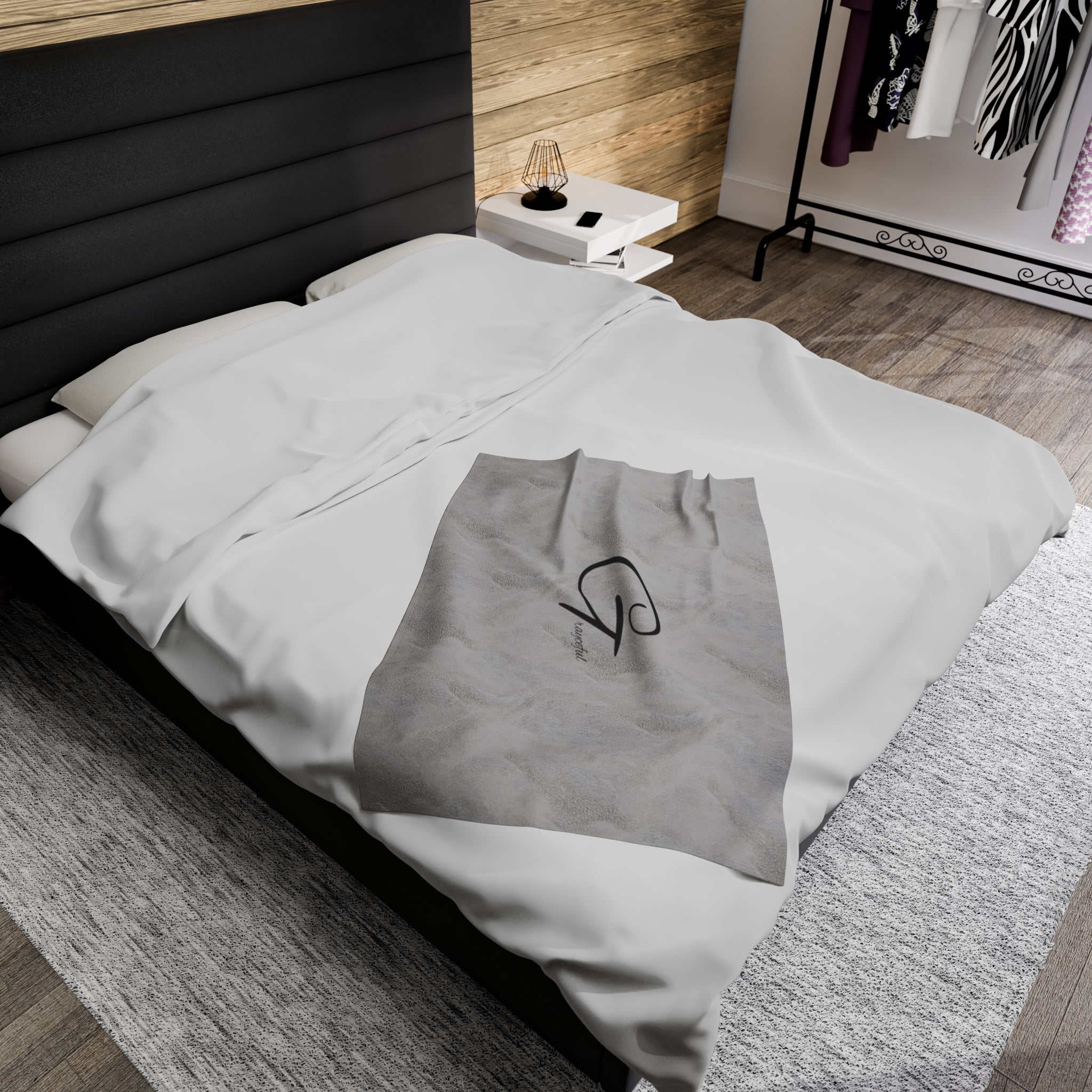 Velveteen Plush Throw Blanket - Minimalist Modern Neutral Decor