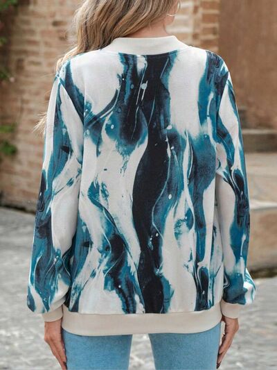 Lightweight Printed Zip-Up Track Jacket with Classic Baseball Collar