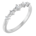 Close-up of the Étoile Marquise Diamond Ring featuring five marquise-cut diamonds in a silver setting.
