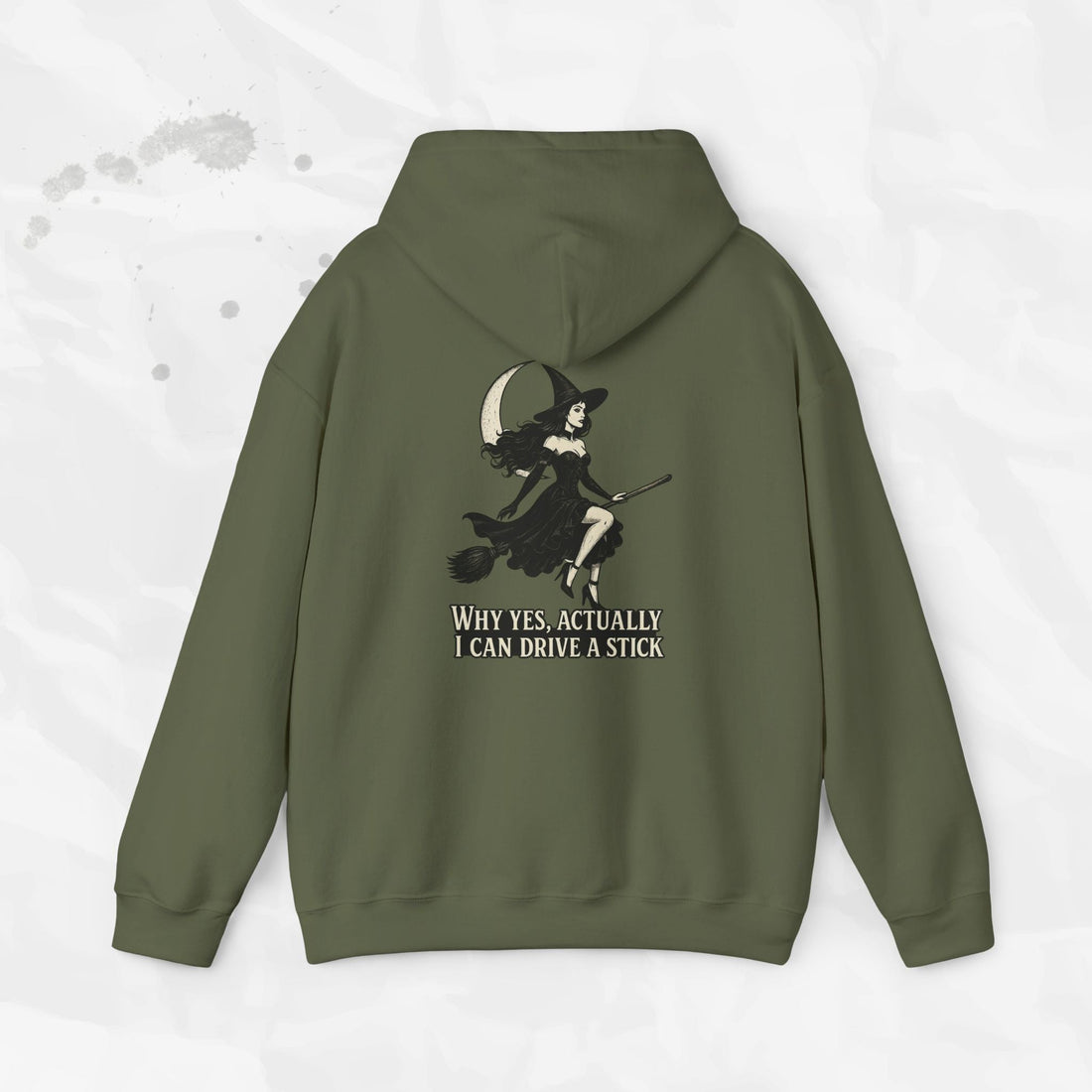 Witch Graphic Hoodie Why Yes Actually I Can Drive a Stick Pullover - Image 7