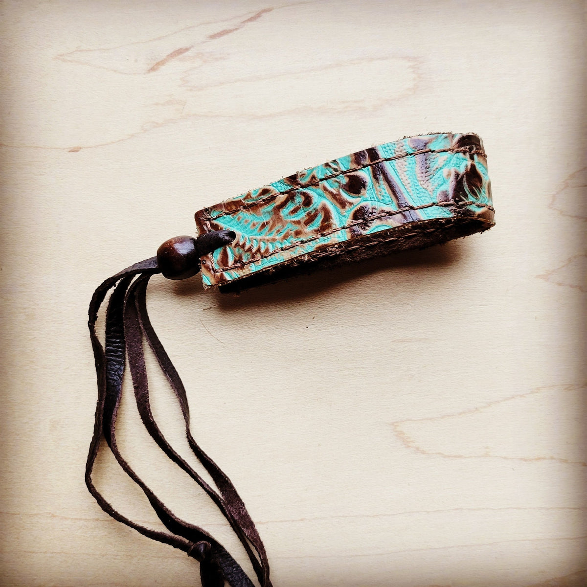 Women's Narrow Leather Cuff Bracelet Turquoise