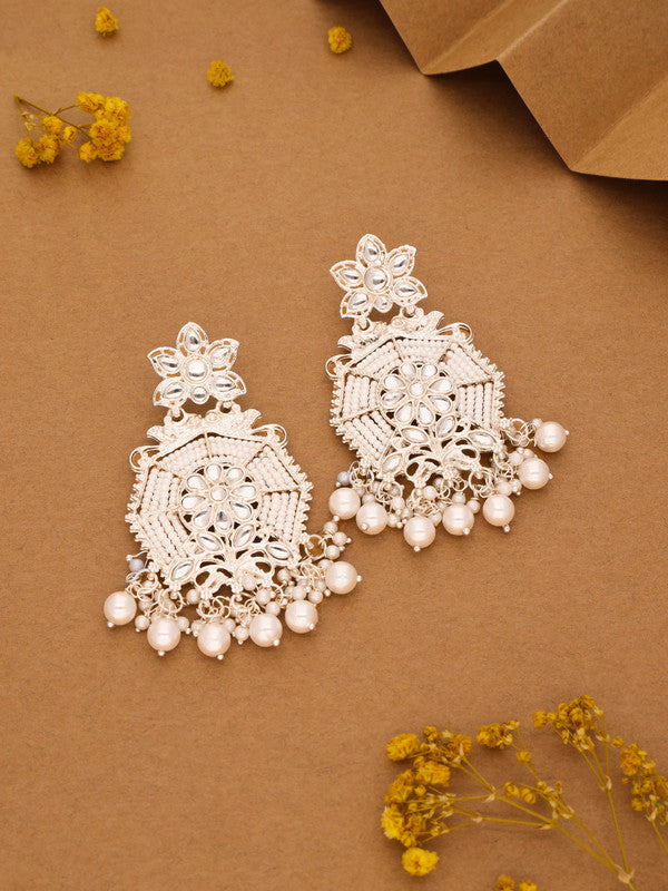 Gold-Plated Kundan and Pearl Stud Earrings for Traditional Wear