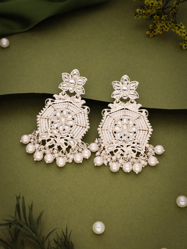 Gold-Plated Kundan and Pearl Stud Earrings for Traditional Wear