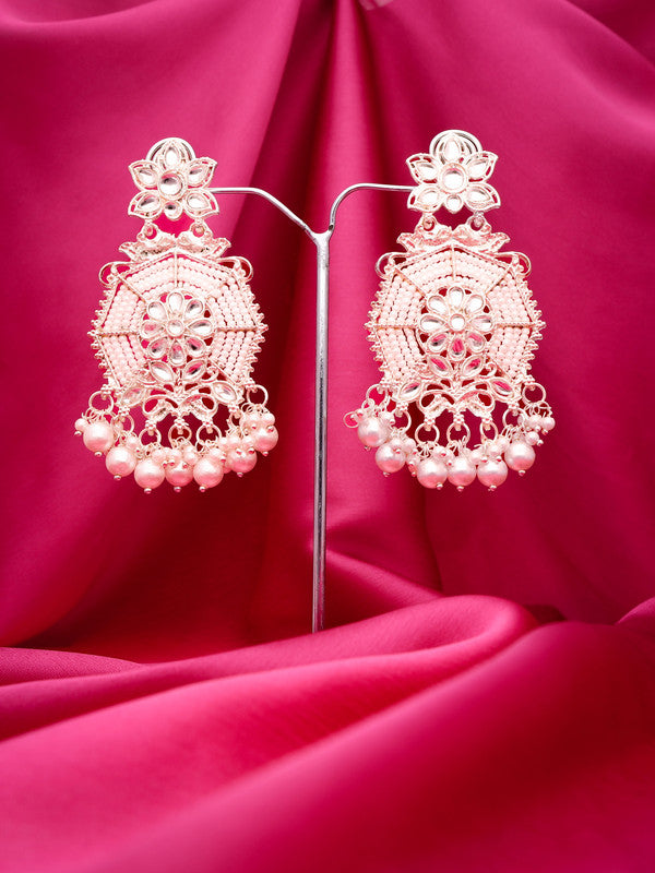 Gold-Plated Kundan and Pearl Stud Earrings for Traditional Wear