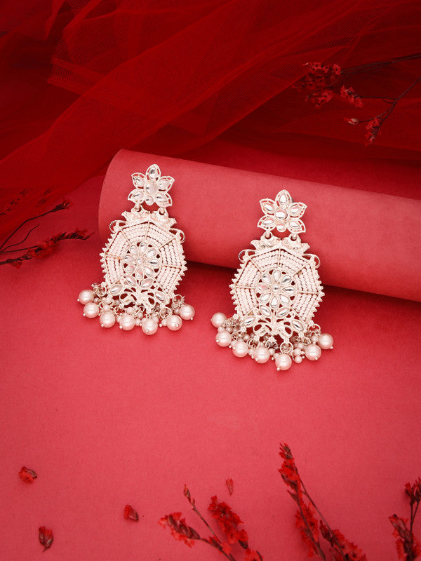 Gold-Plated Kundan and Pearl Stud Earrings for Traditional Wear
