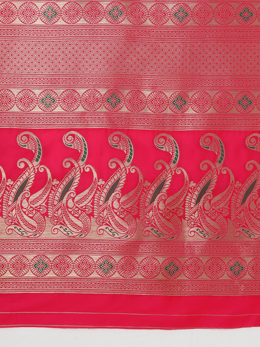 Light Pink Banarasi Silk Blend Saree with Rich Zari Pallu