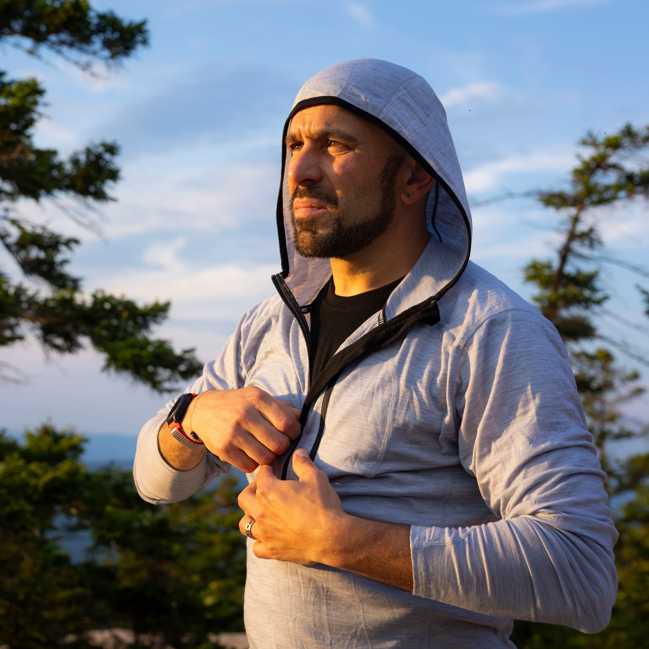 Men's Merino Wool 1/4 Zip Sun Hoodie - Lightweight Athletic Base Layer