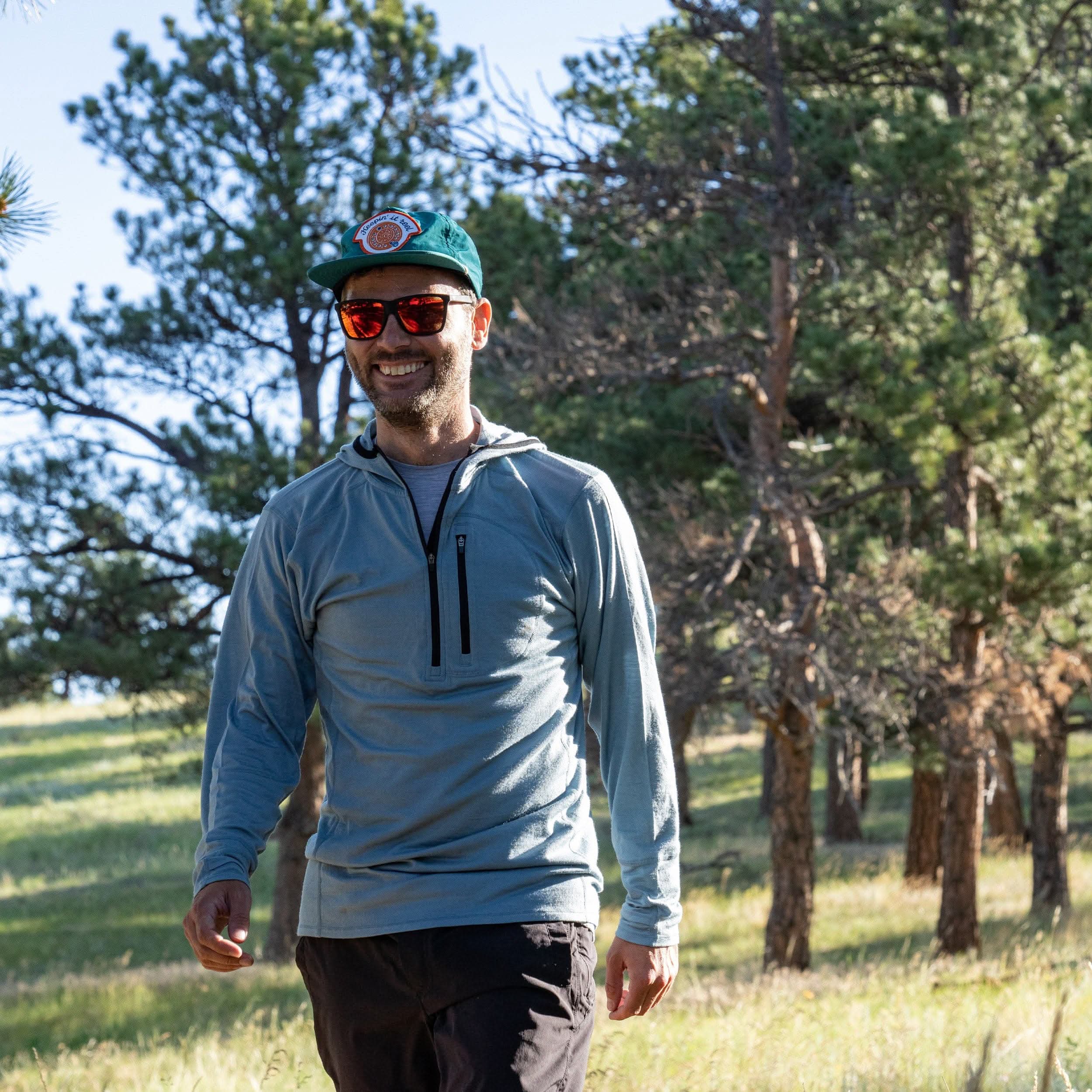 Men's Merino Wool 1/4 Zip Sun Hoodie - Lightweight Athletic Base Layer