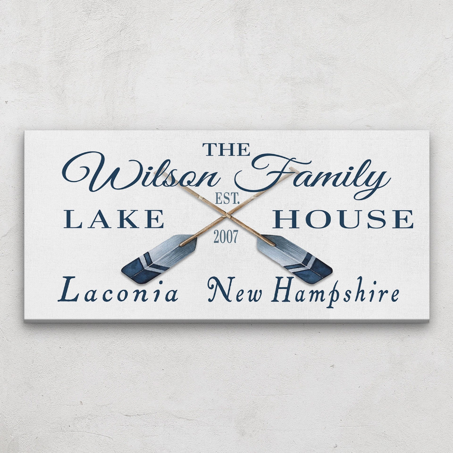 Personalized Coordinates Sign with Rustic Oars and Paddles Decor