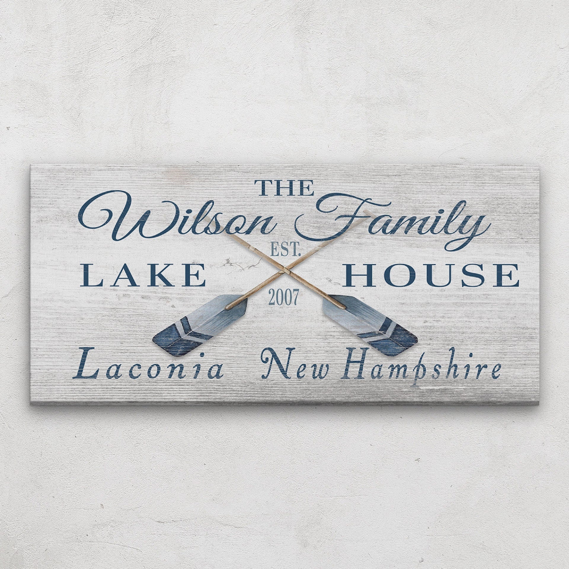 Personalized Coordinates Sign with Rustic Oars and Paddles Decor