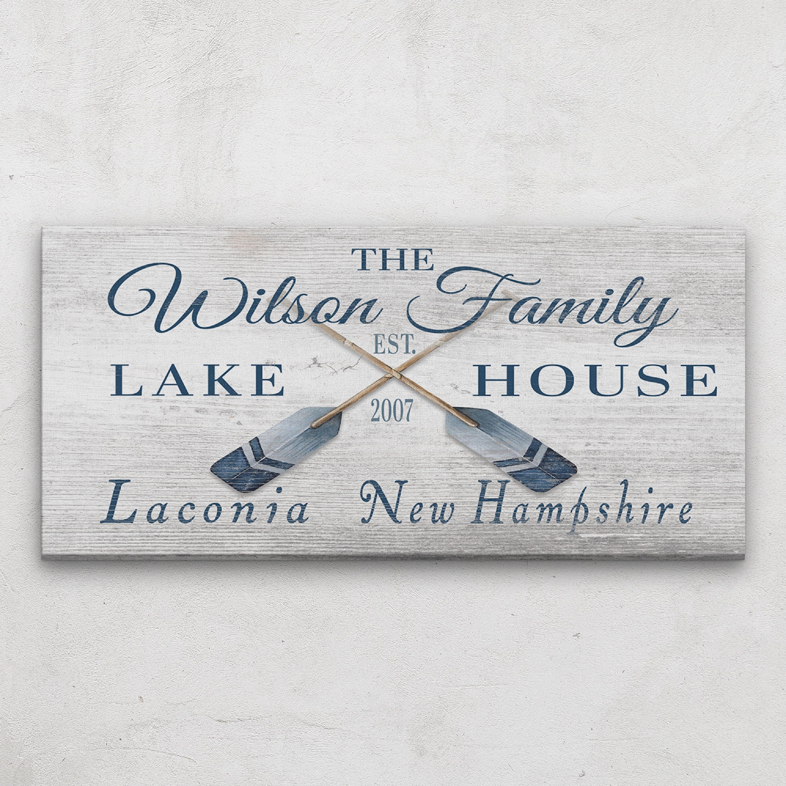 Personalized Coordinates Sign with Rustic Oars and Paddles Decor