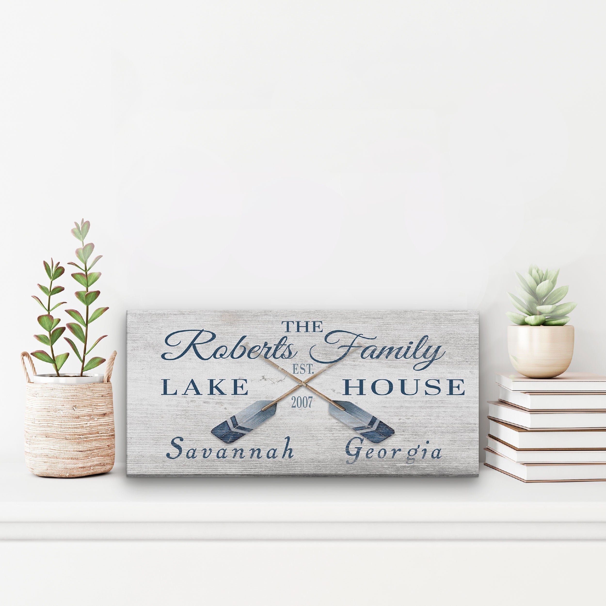 Personalized Coordinates Sign with Rustic Oars and Paddles Decor