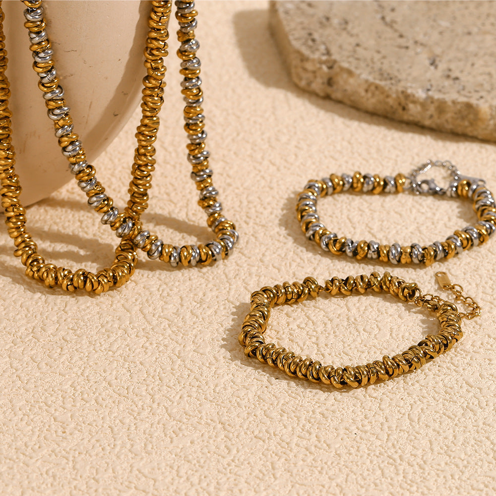 Hand-assembled Gold Hoop Necklace