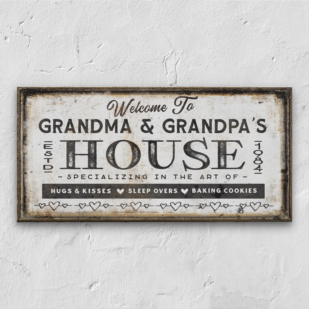 Personalized Grandma and Grandpa House Canvas Sign Gift