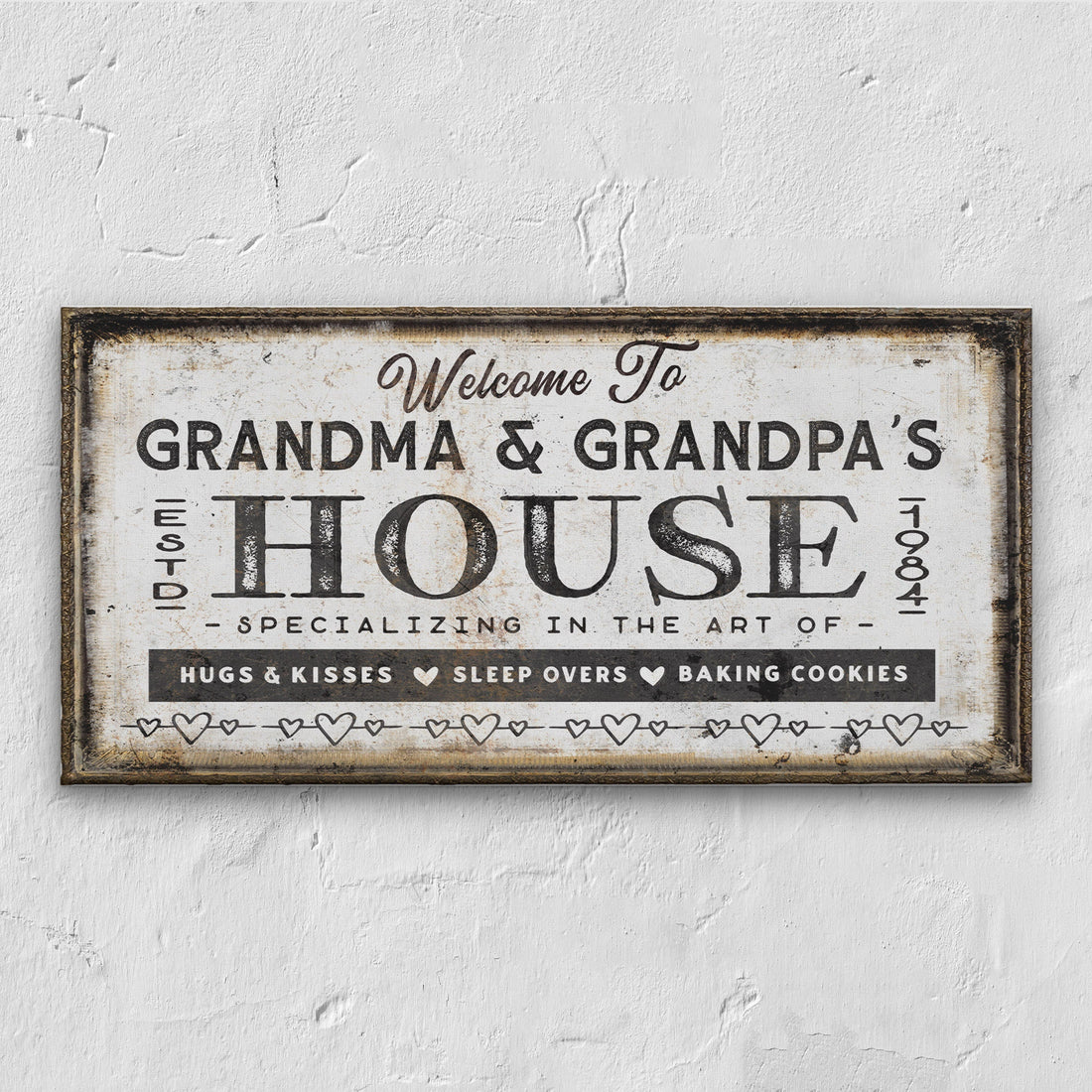 Personalized Grandma and Grandpa House Canvas Sign Gift