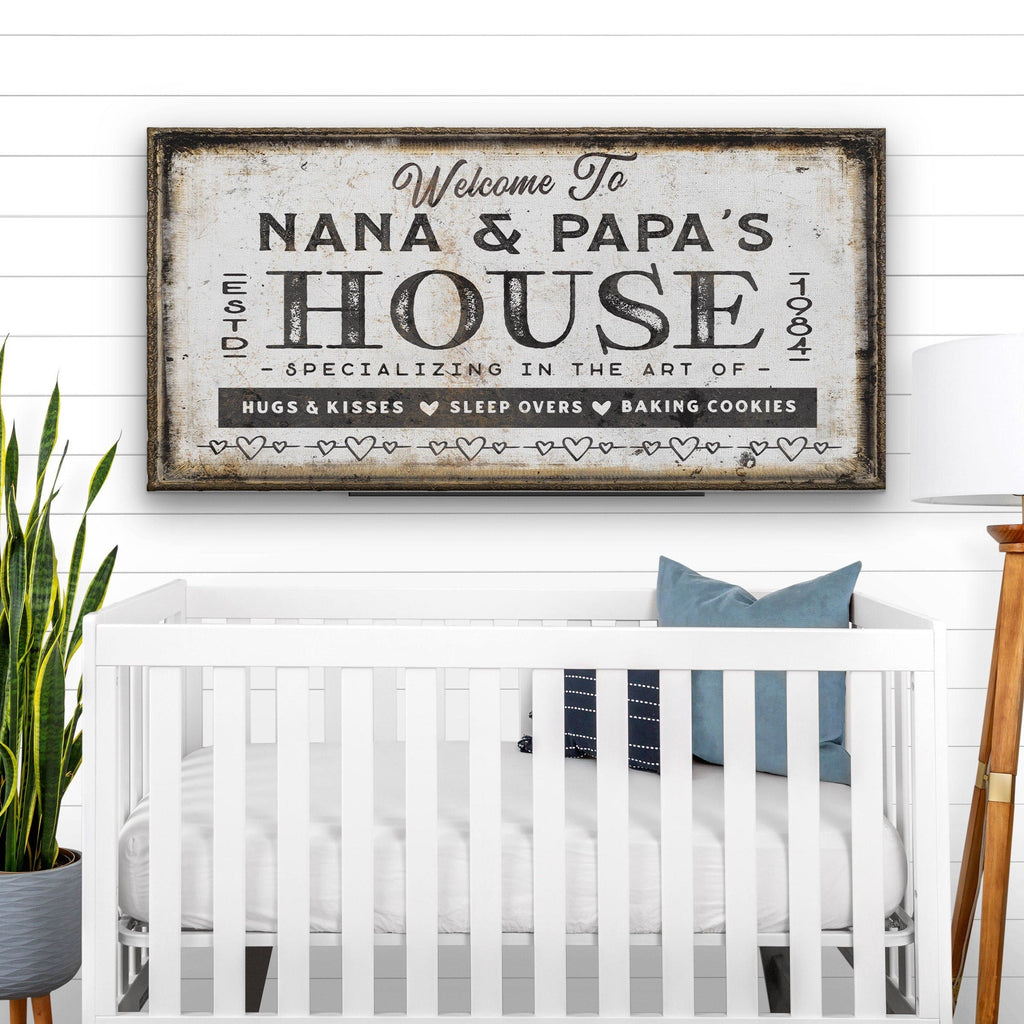 Personalized Grandma and Grandpa House Canvas Sign Gift