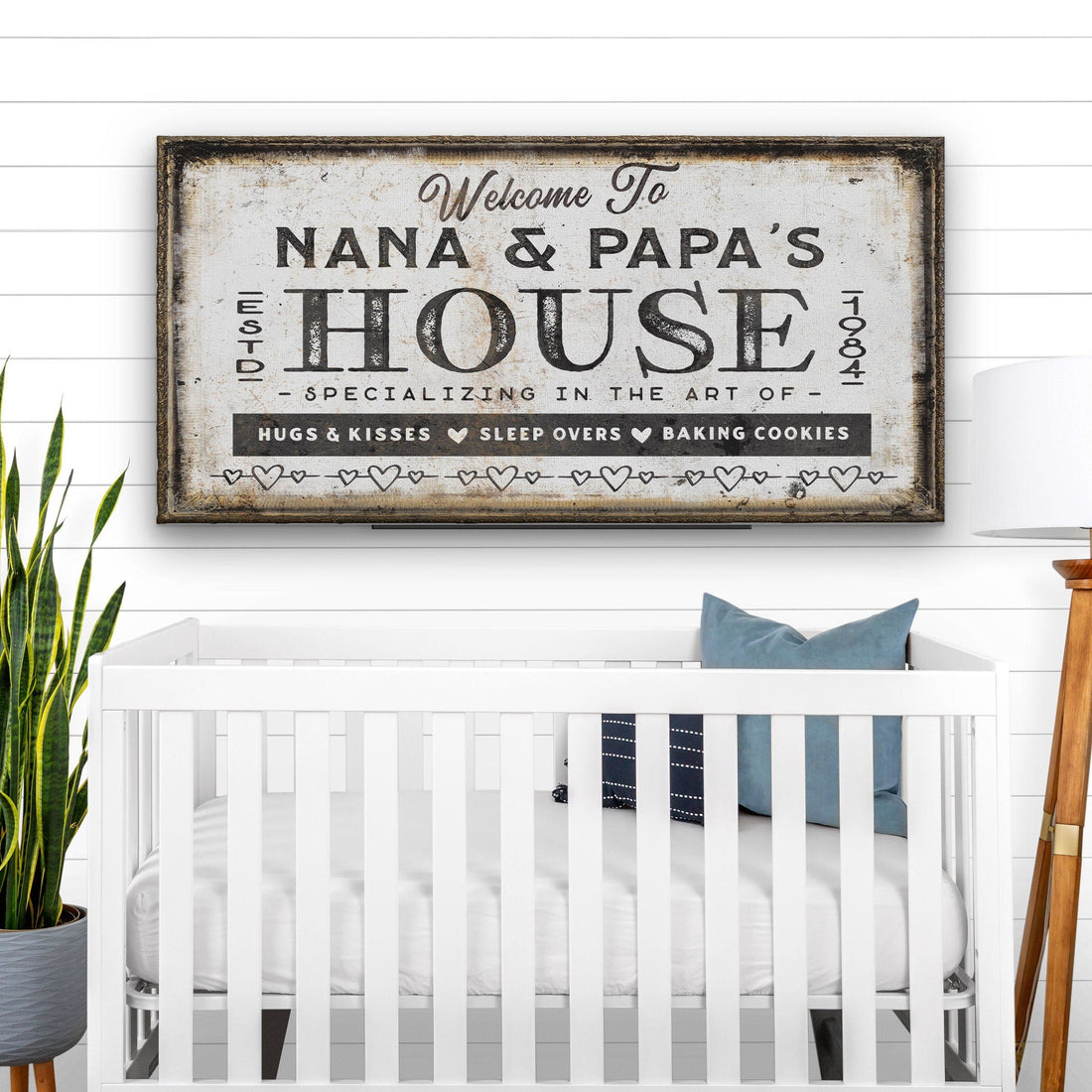 Personalized Grandma and Grandpa House Canvas Sign Gift