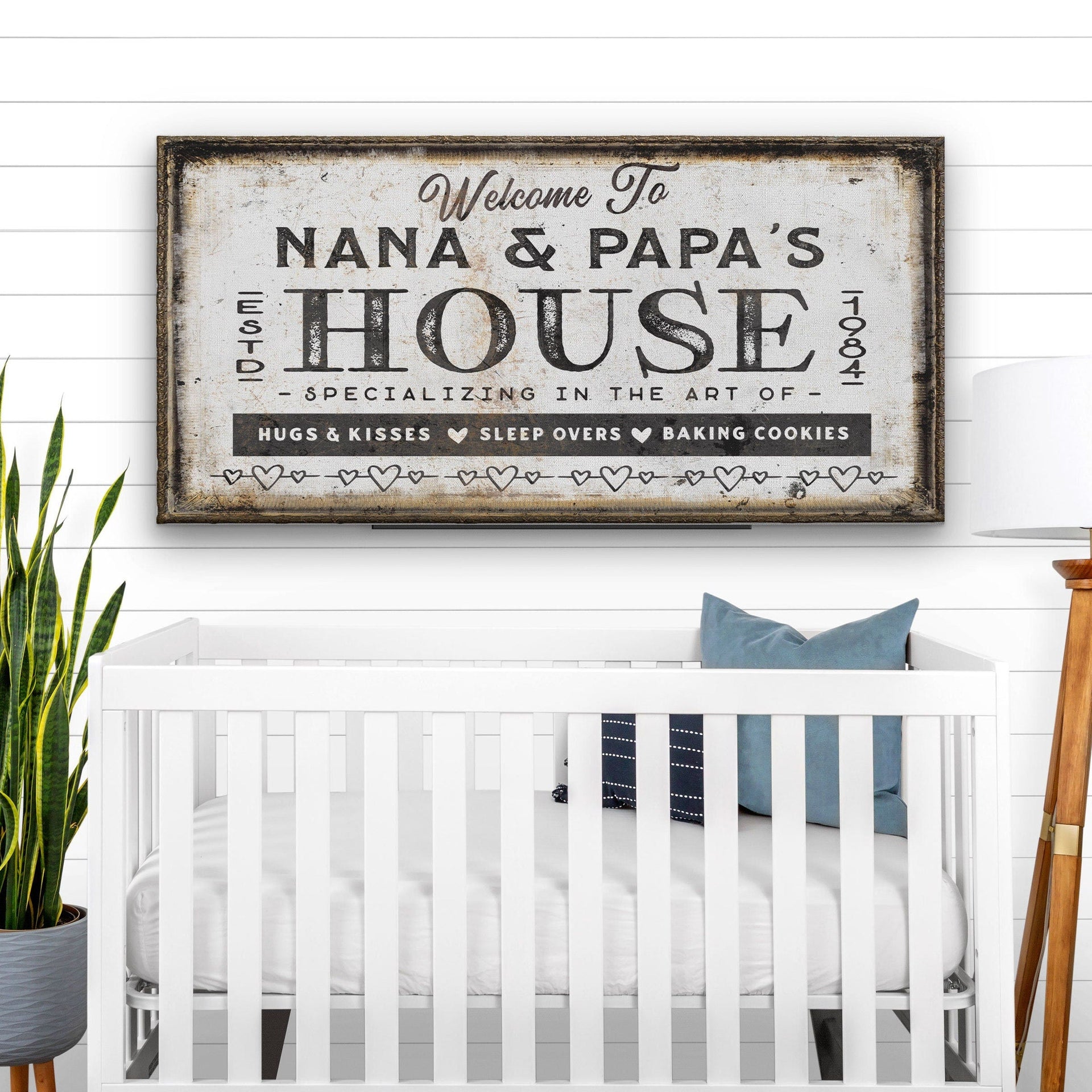 Personalized Grandma and Grandpa House Canvas Sign Gift