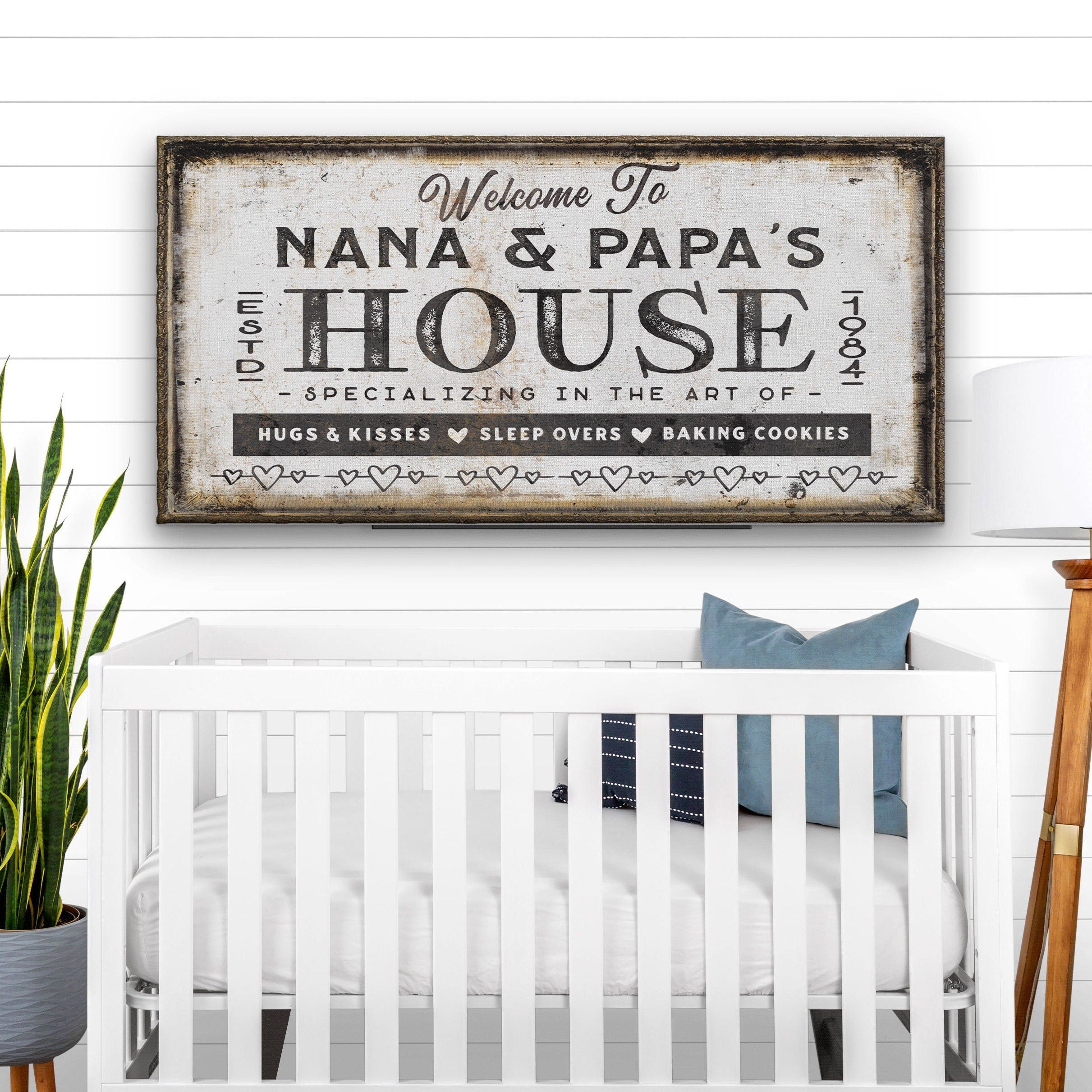 Personalized Grandma and Grandpa House Canvas Sign Gift