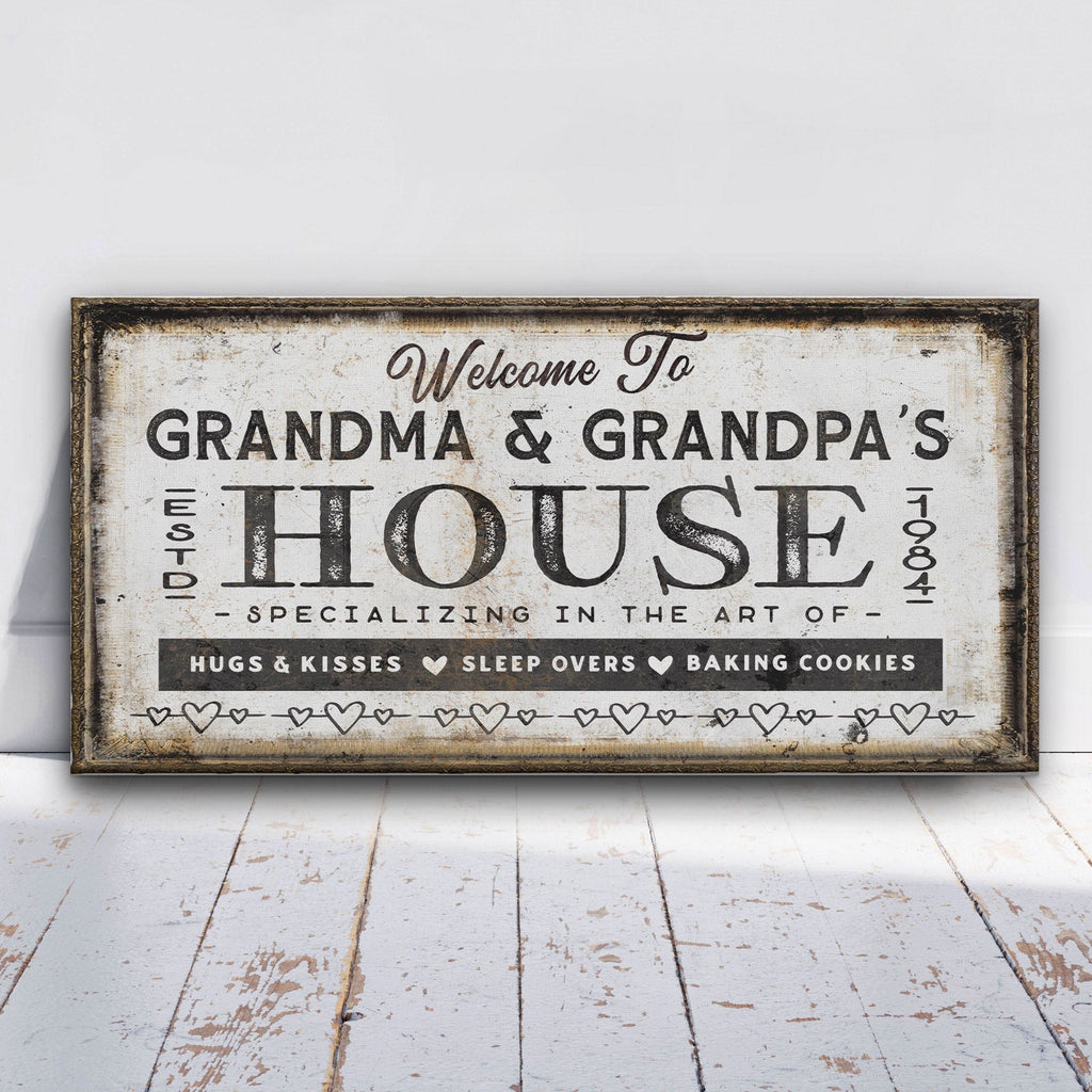 Personalized Grandma and Grandpa House Canvas Sign Gift