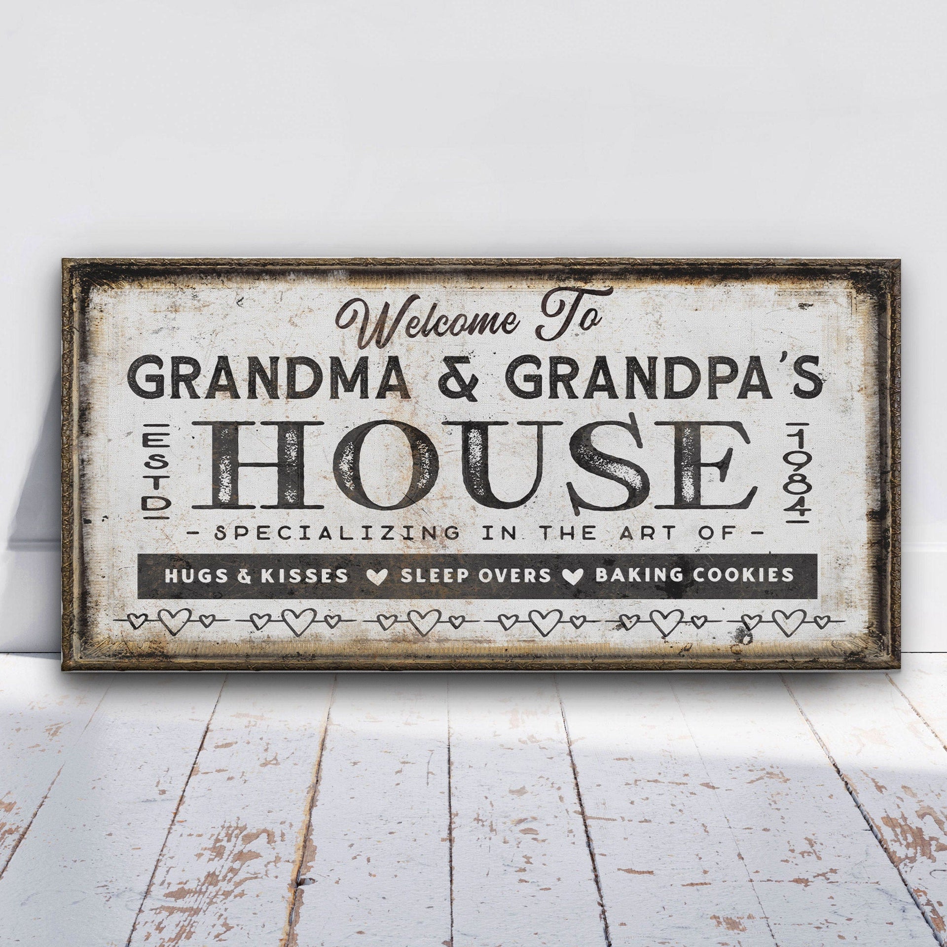 Personalized Grandma and Grandpa House Canvas Sign Gift