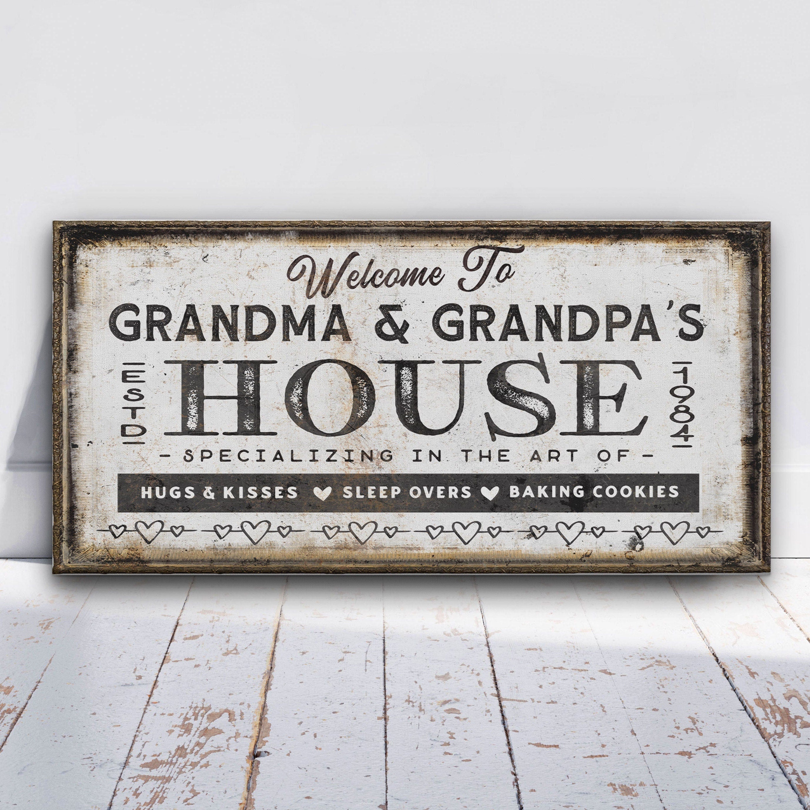 Personalized Grandma and Grandpa House Canvas Sign Gift