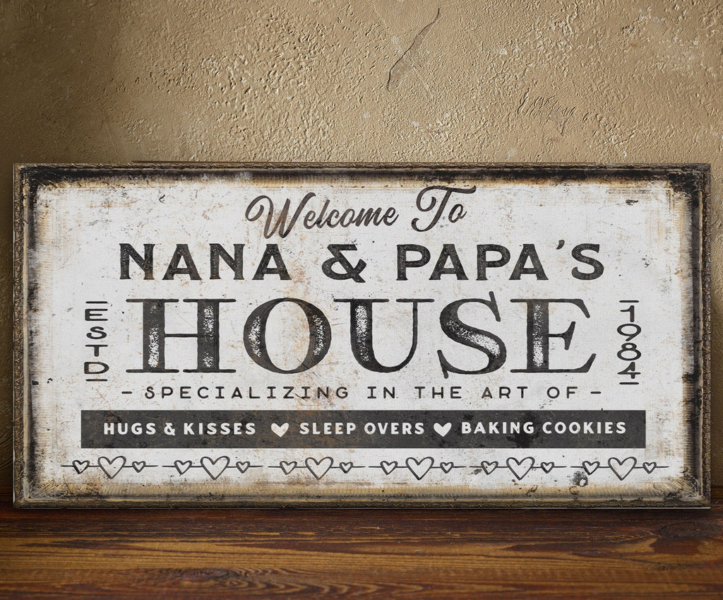 Personalized Grandma and Grandpa House Canvas Sign Gift
