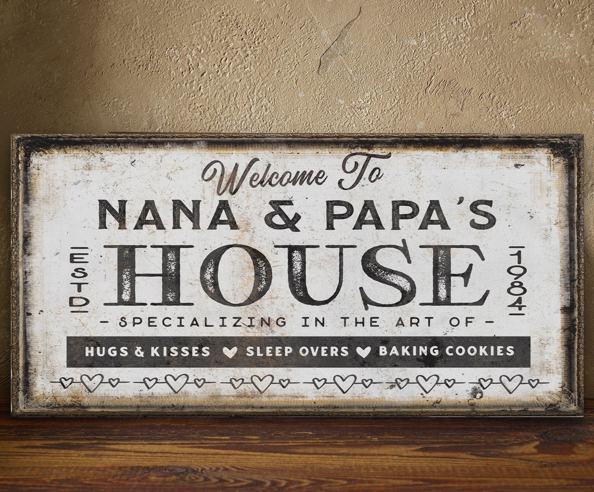 Personalized Grandma and Grandpa House Canvas Sign Gift
