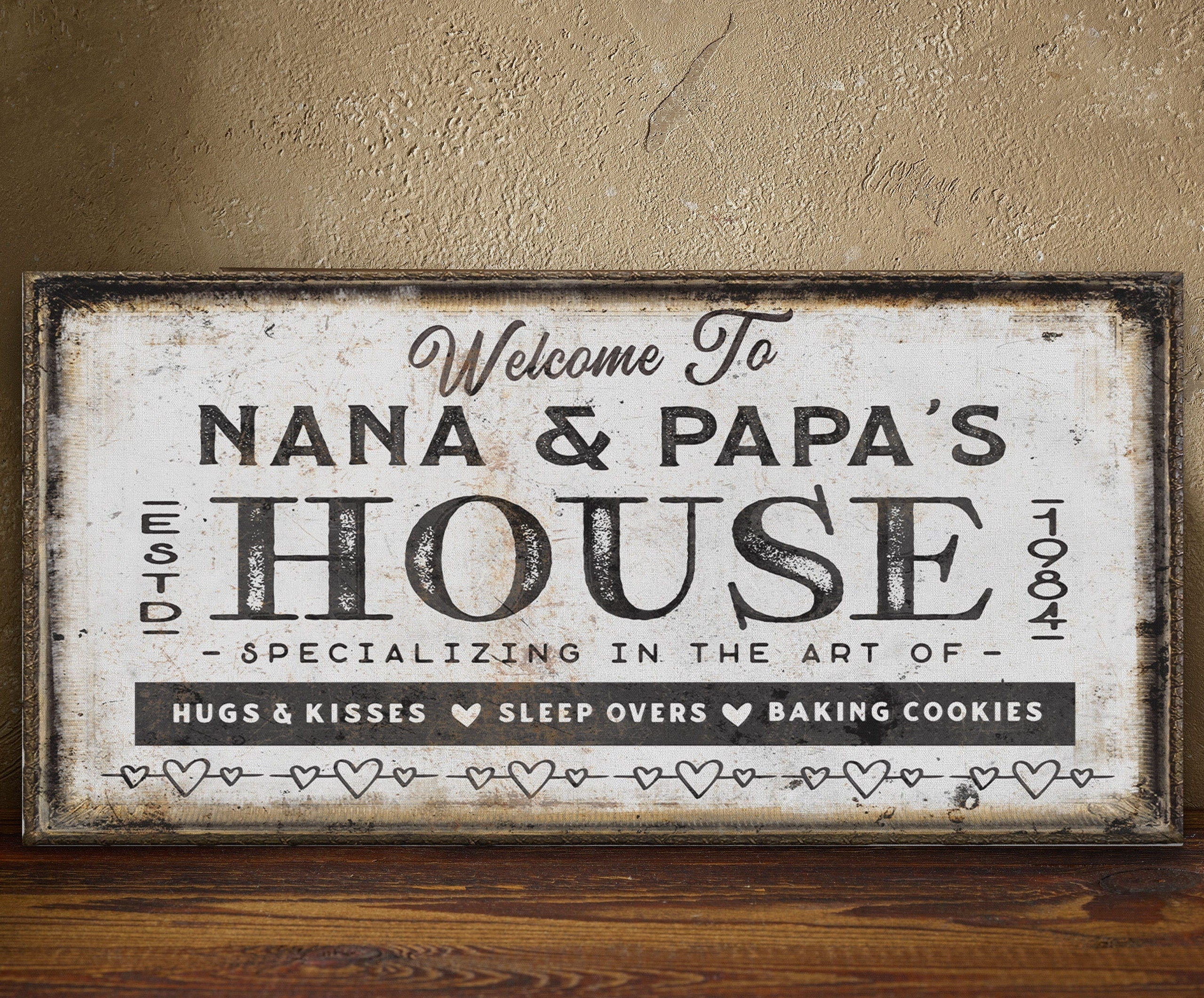 Personalized Grandma and Grandpa House Canvas Sign Gift