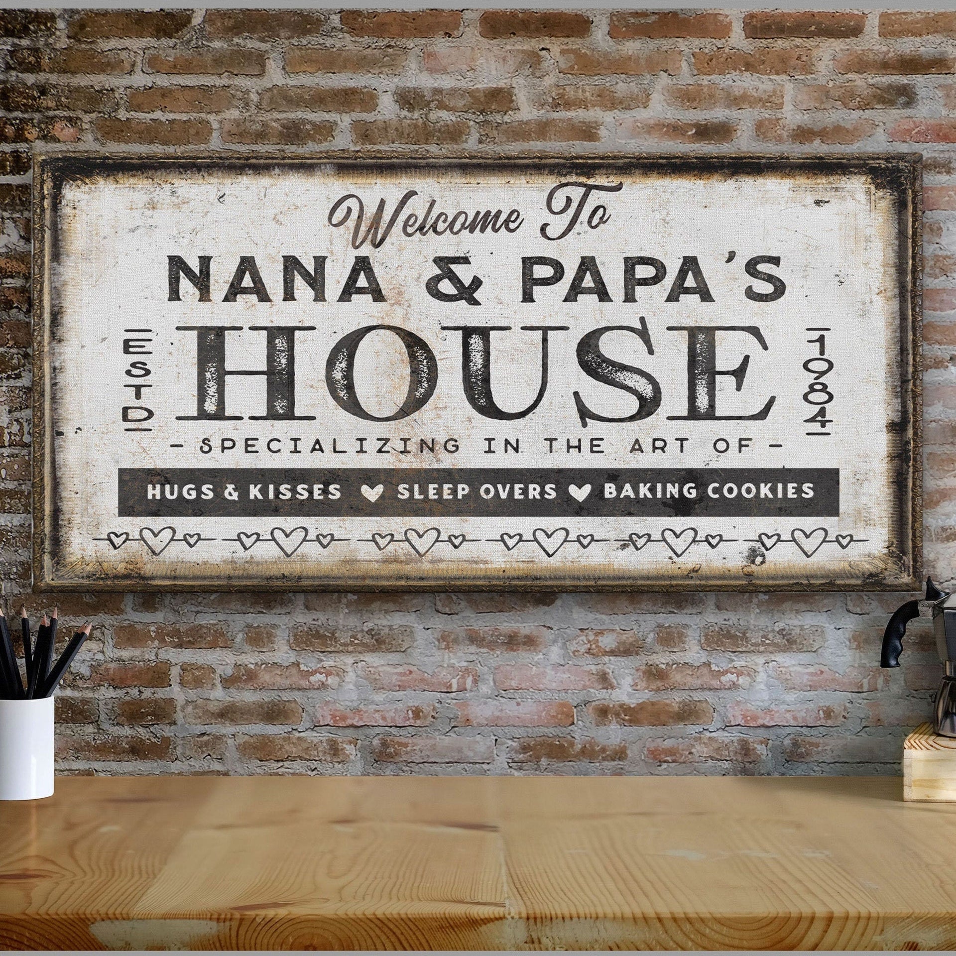 Personalized Grandma and Grandpa House Canvas Sign Gift