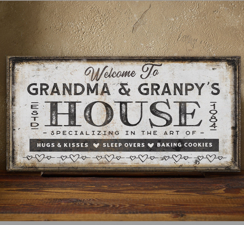 Personalized Grandma and Grandpa House Canvas Sign Gift