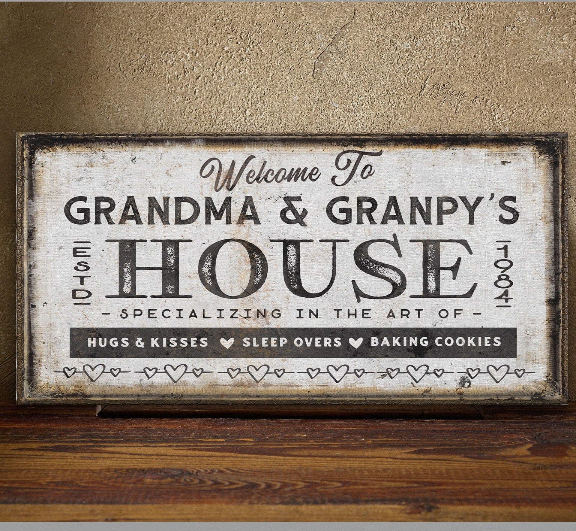 Personalized Grandma and Grandpa House Canvas Sign Gift