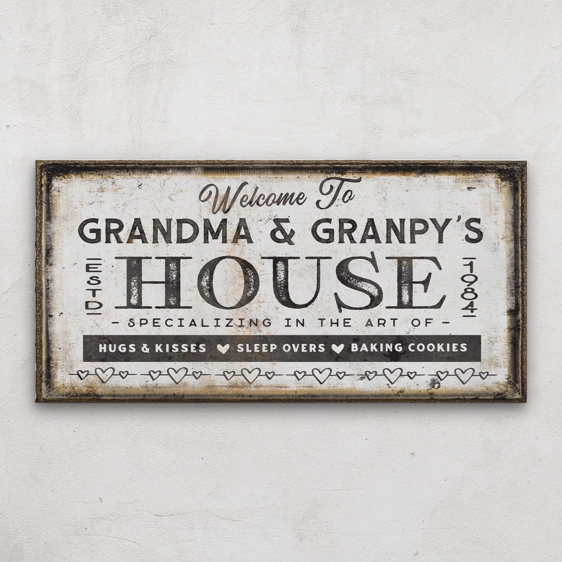 Personalized Grandma and Grandpa House Canvas Sign Gift
