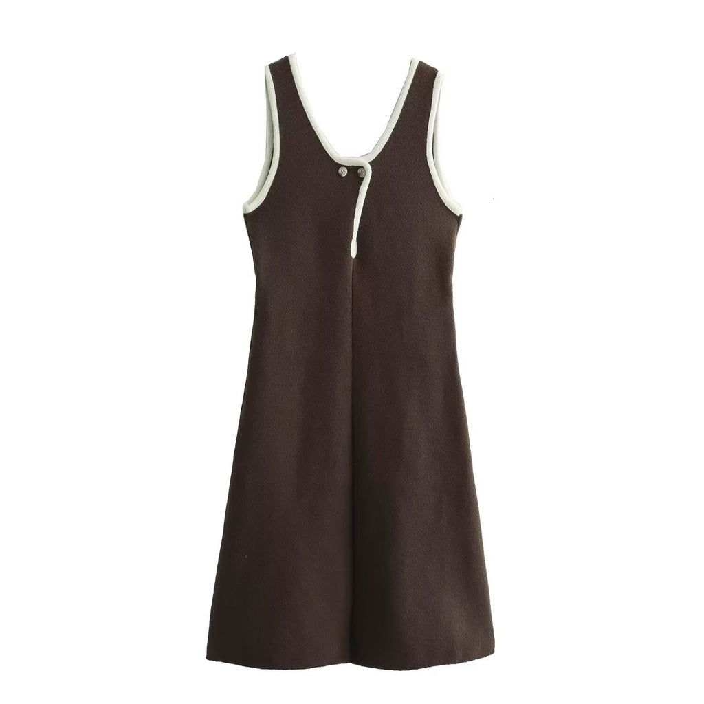 Fall Women Clothing Hemming Hepburn Thickened Knitting Vest Dress