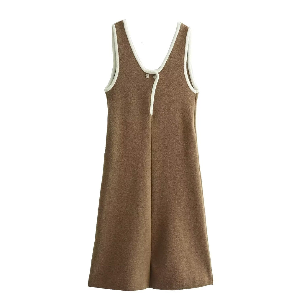 Fall Women Clothing Hemming Hepburn Thickened Knitting Vest Dress