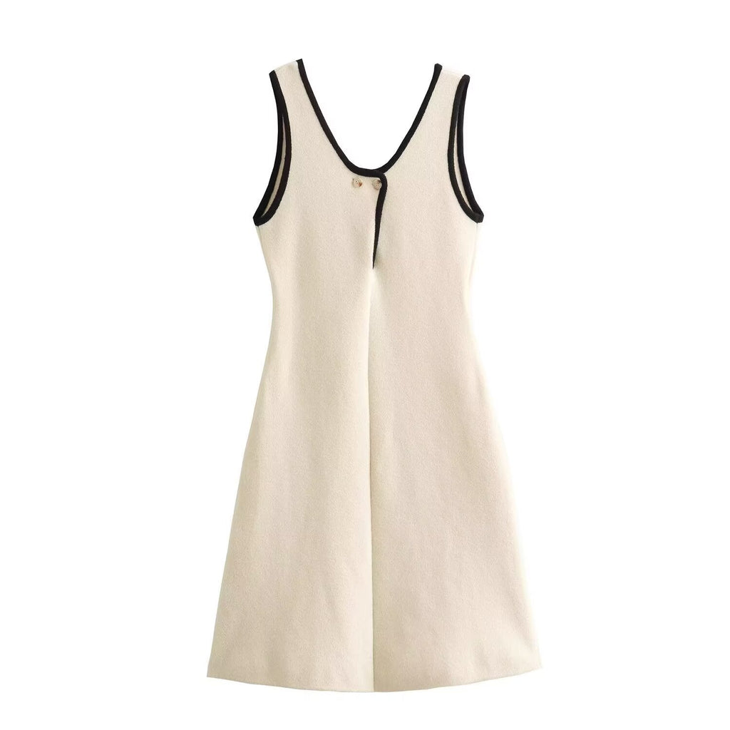 Fall Women Clothing Hemming Hepburn Thickened Knitting Vest Dress