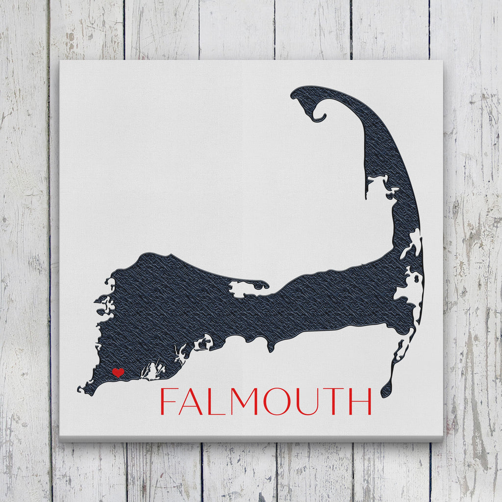 Customizable Cape Cod Silhouette Canvas Map Wall Decor
