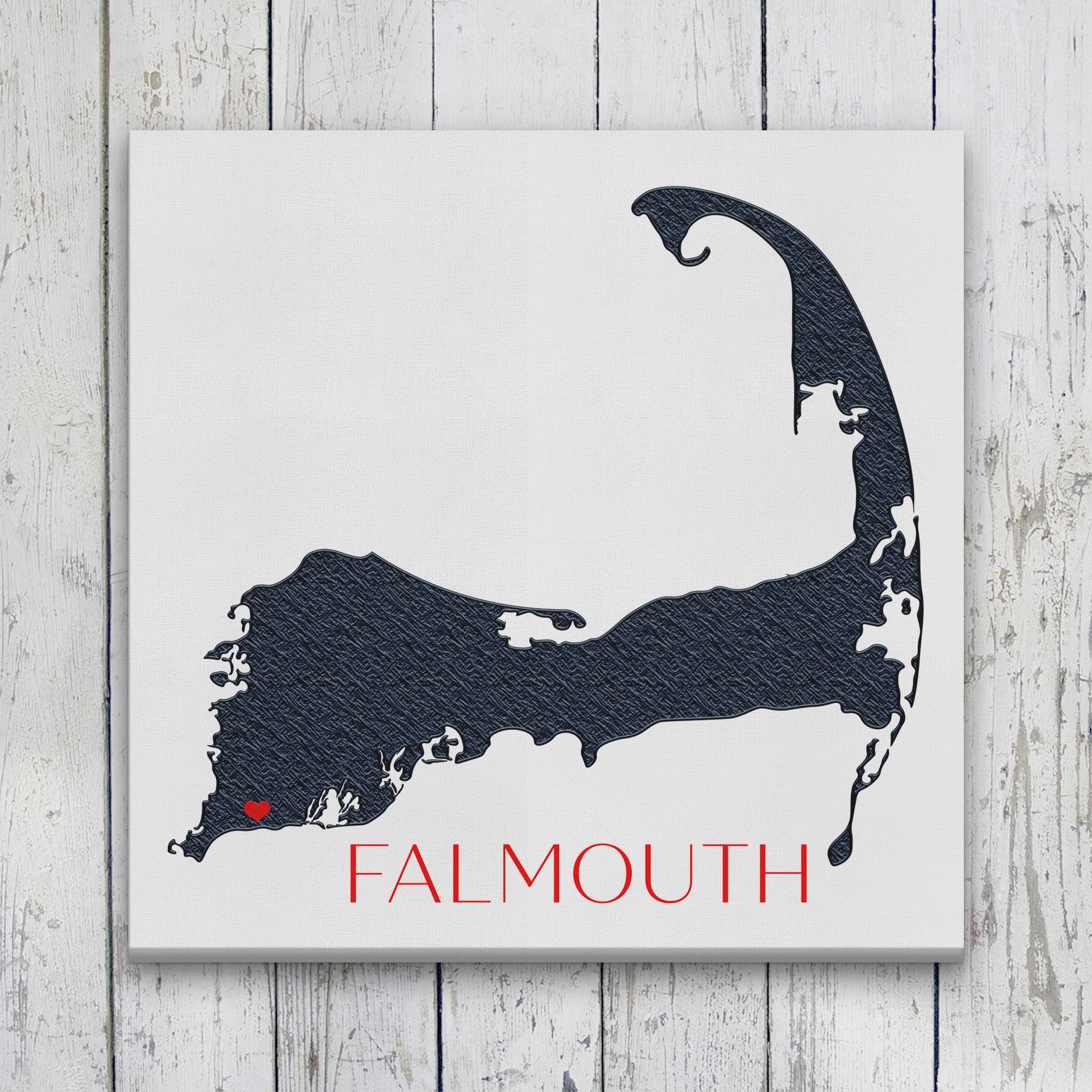 Customizable Cape Cod Silhouette Canvas Map Wall Decor