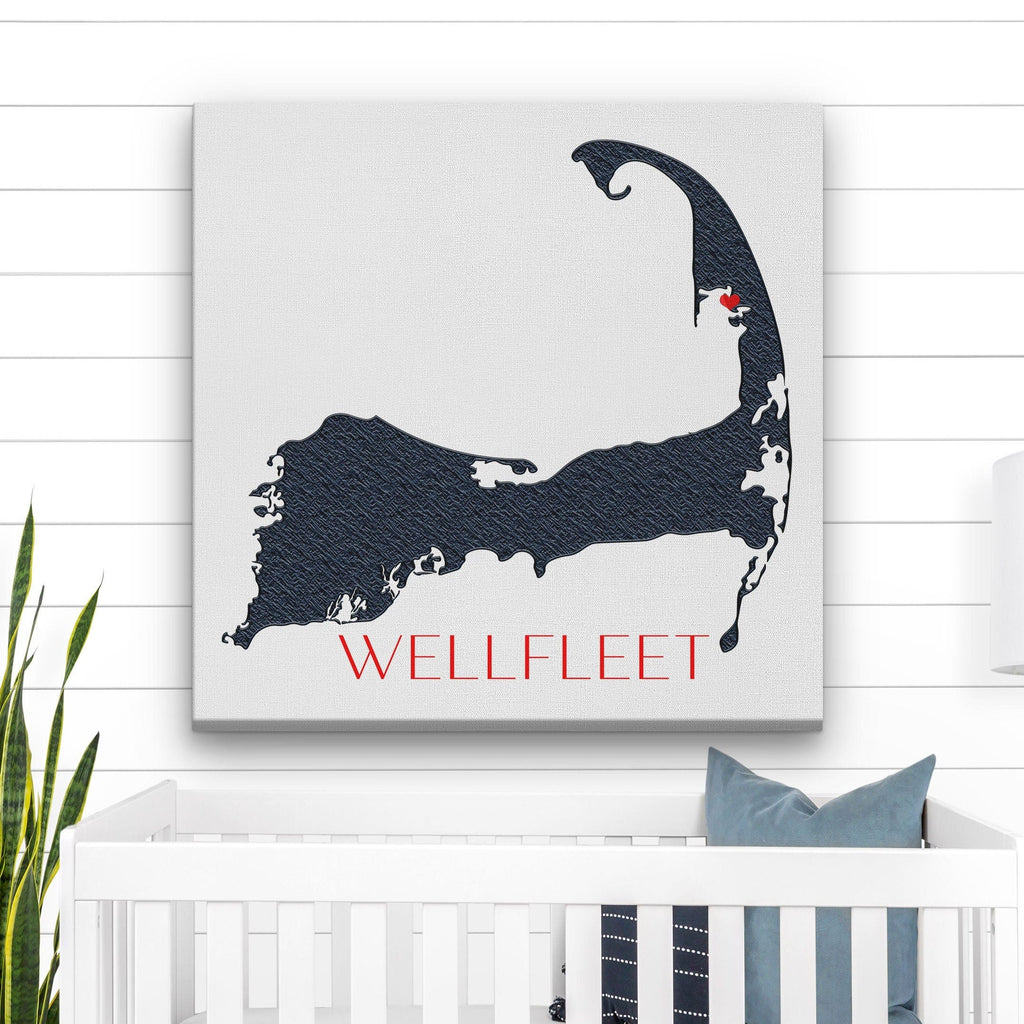 Customizable Cape Cod Silhouette Canvas Map Wall Decor