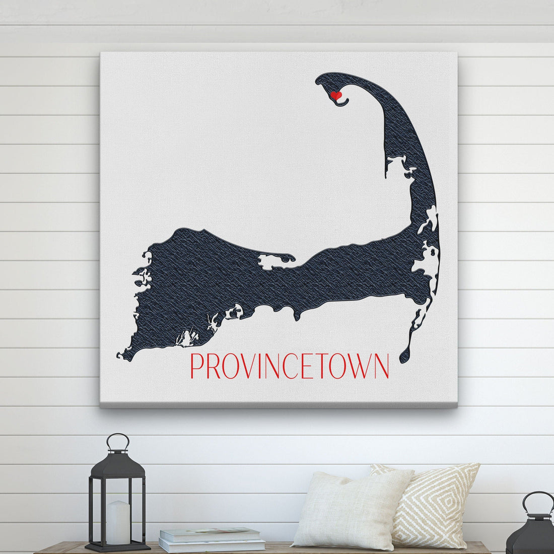 Customizable Cape Cod Silhouette Canvas Map Wall Decor