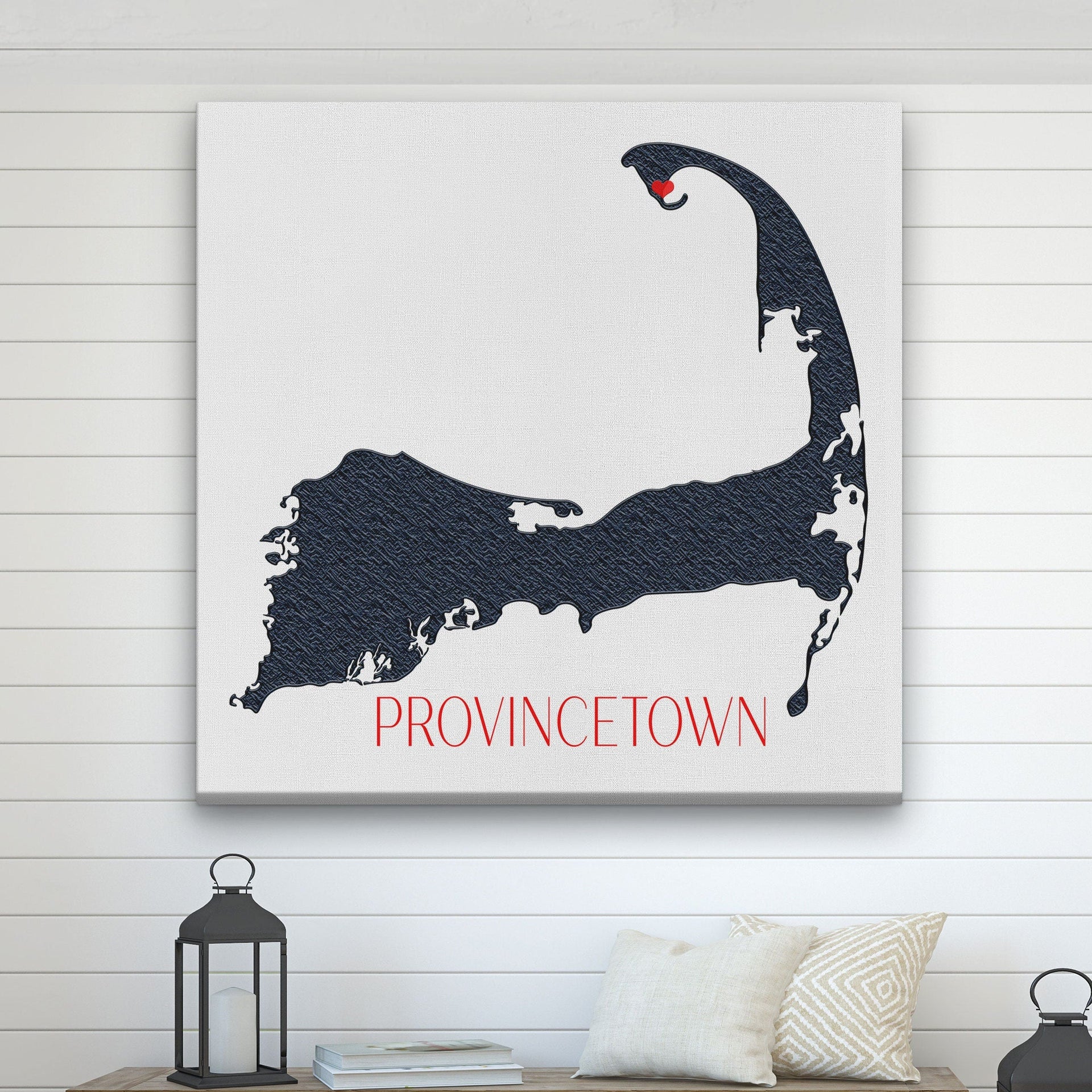 Customizable Cape Cod Silhouette Canvas Map Wall Decor