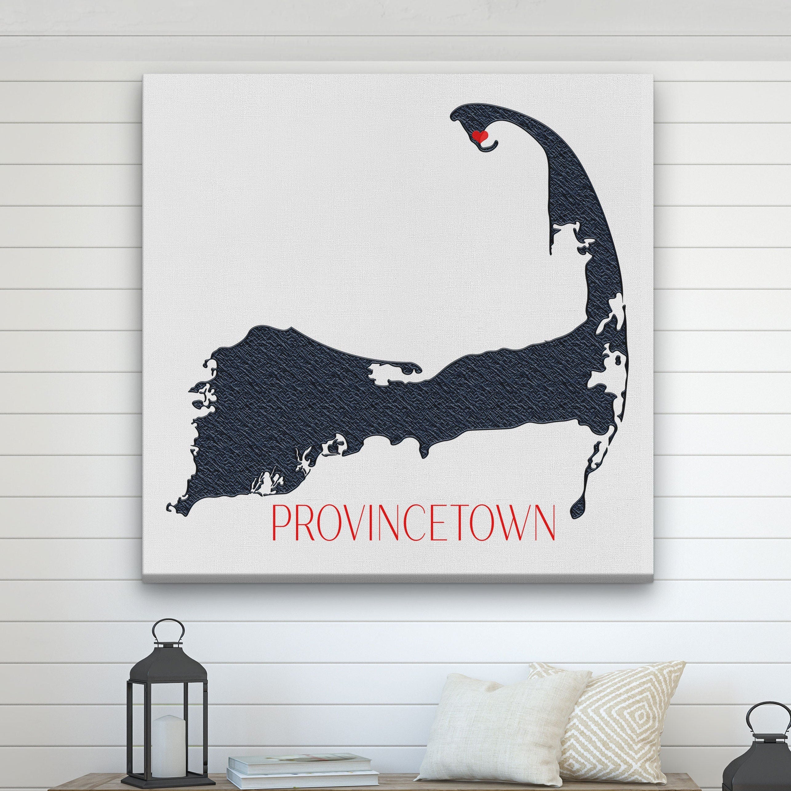 Customizable Cape Cod Silhouette Canvas Map Wall Decor