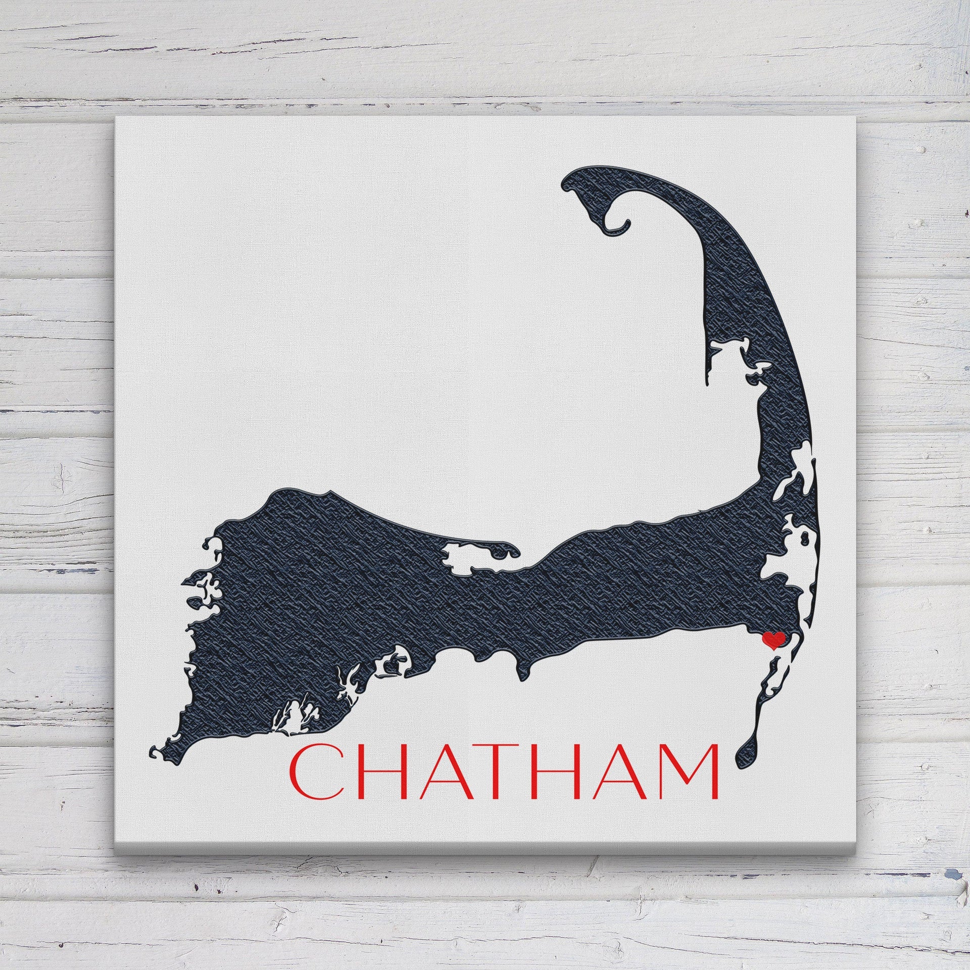 Customizable Cape Cod Silhouette Canvas Map Wall Decor