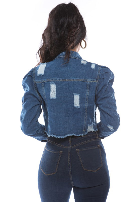 Women's Cropped Denim Jacket Modern Jean Outerwear
