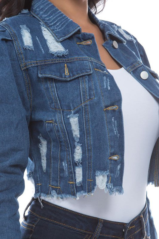 Women's Cropped Denim Jacket Modern Jean Outerwear