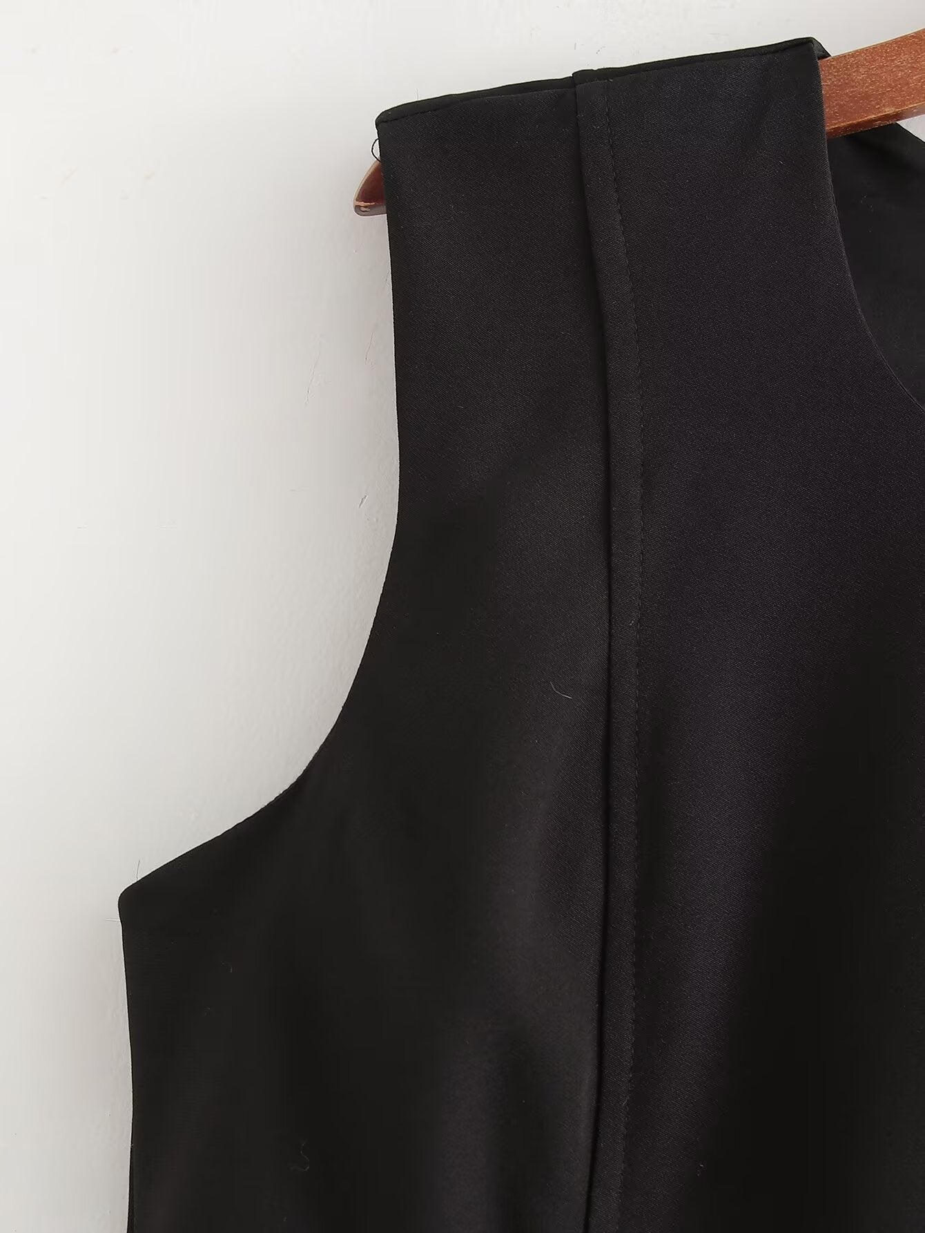 Autumn Winter Pleated Decorative Sleeveless Round Neck Midi Dress Women Intellectual Black Waist Tight Professional Dress