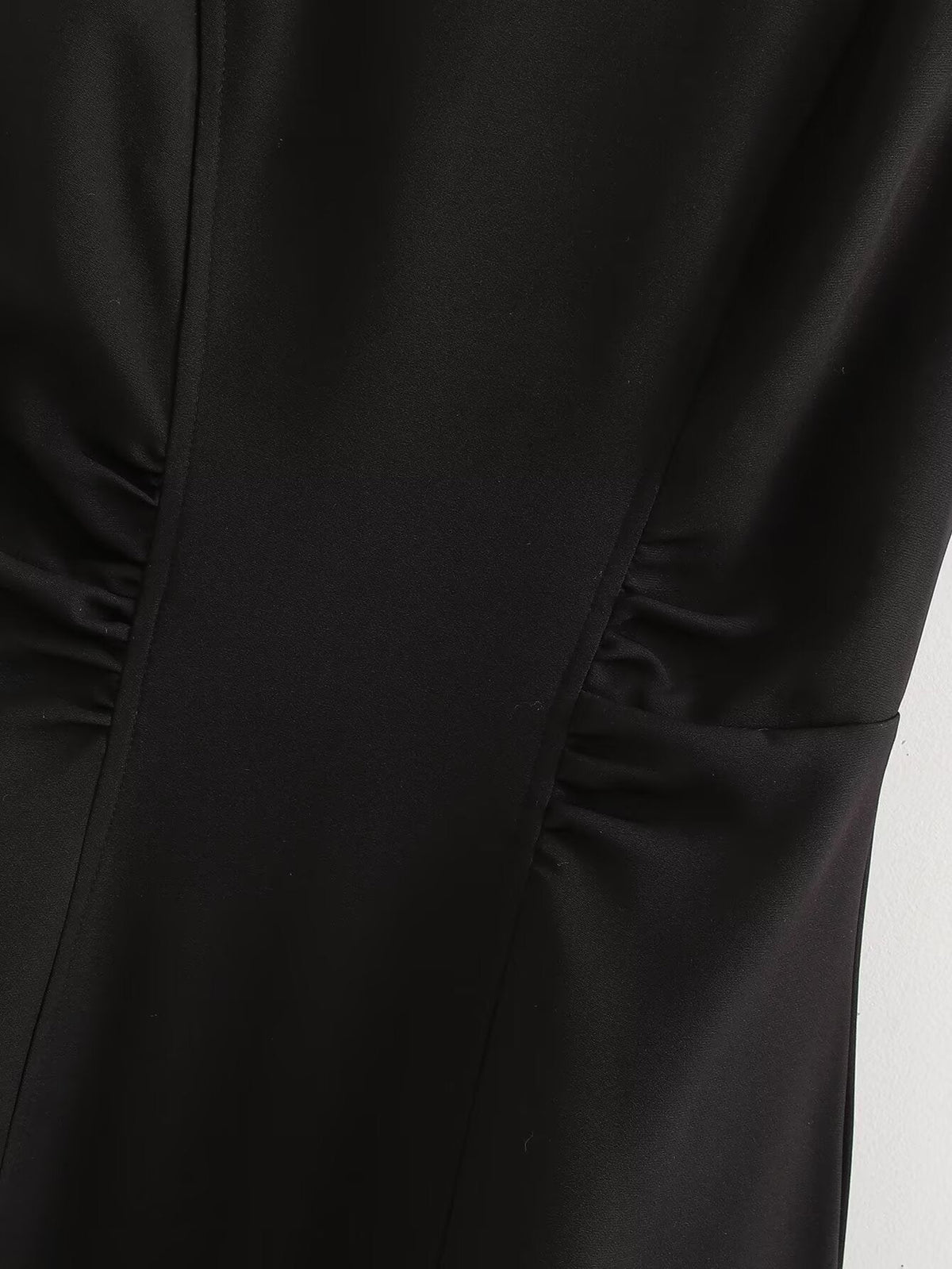 Autumn Winter Pleated Decorative Sleeveless Round Neck Midi Dress Women Intellectual Black Waist Tight Professional Dress