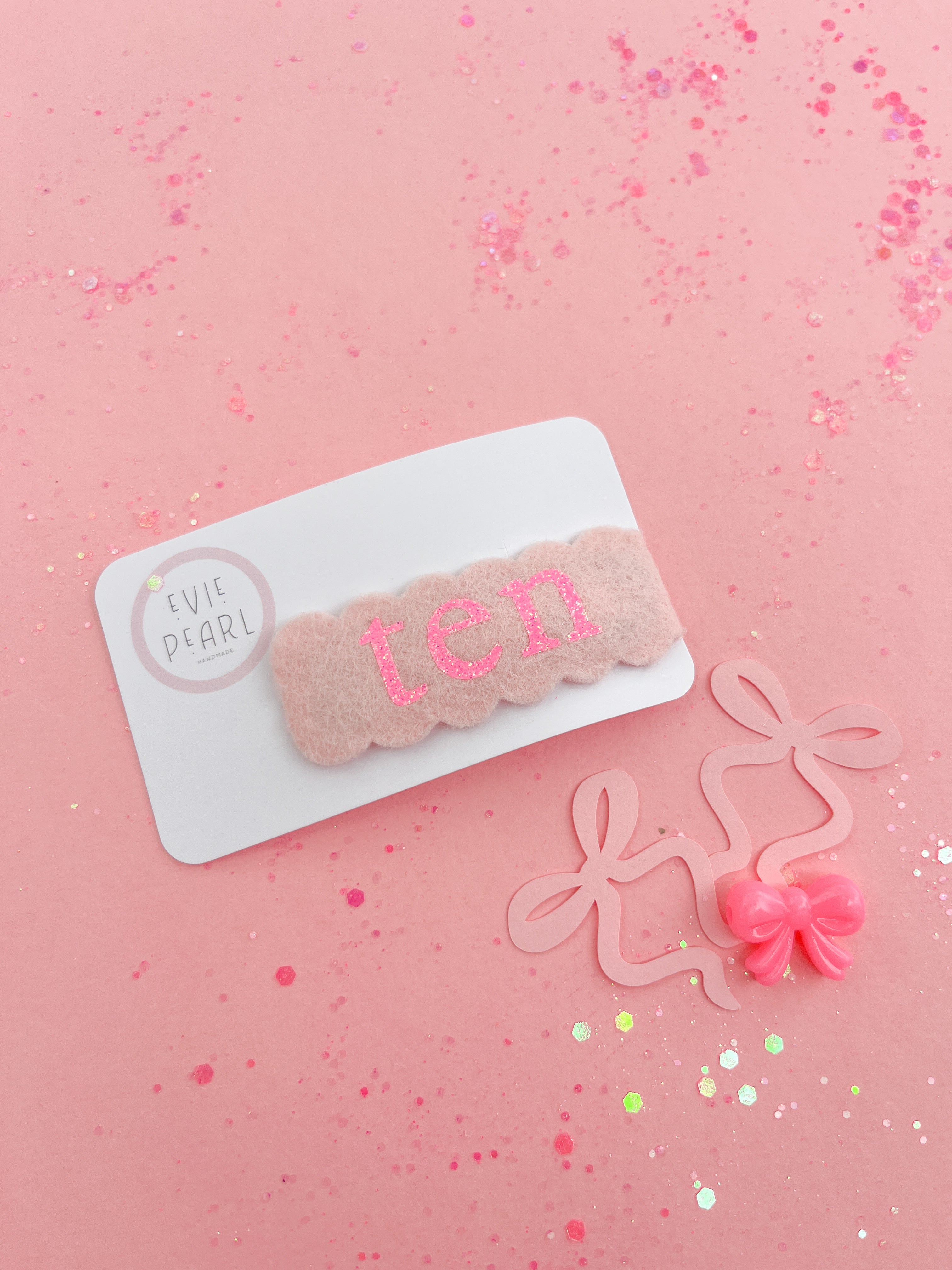 Ten Hot Pink Glitter Snap Clip